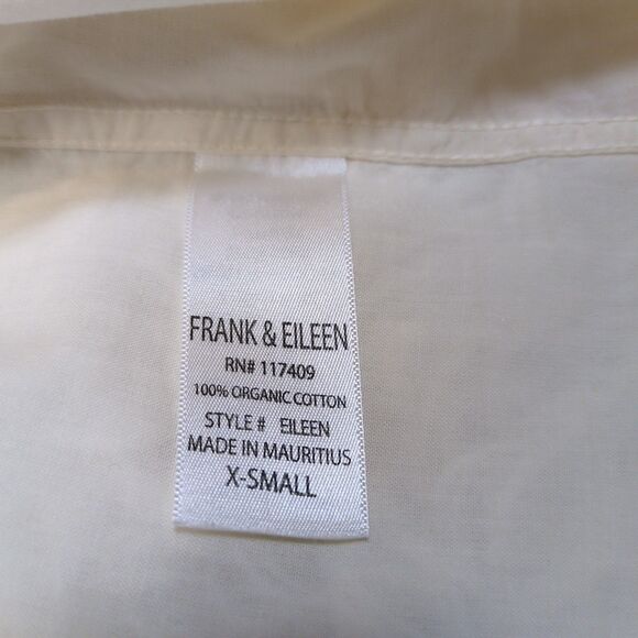 Frank & Eileen Womens XS Eileen Relaxed Button Shirt Cotton Peach Ivory Cream - Picture 9 of 12